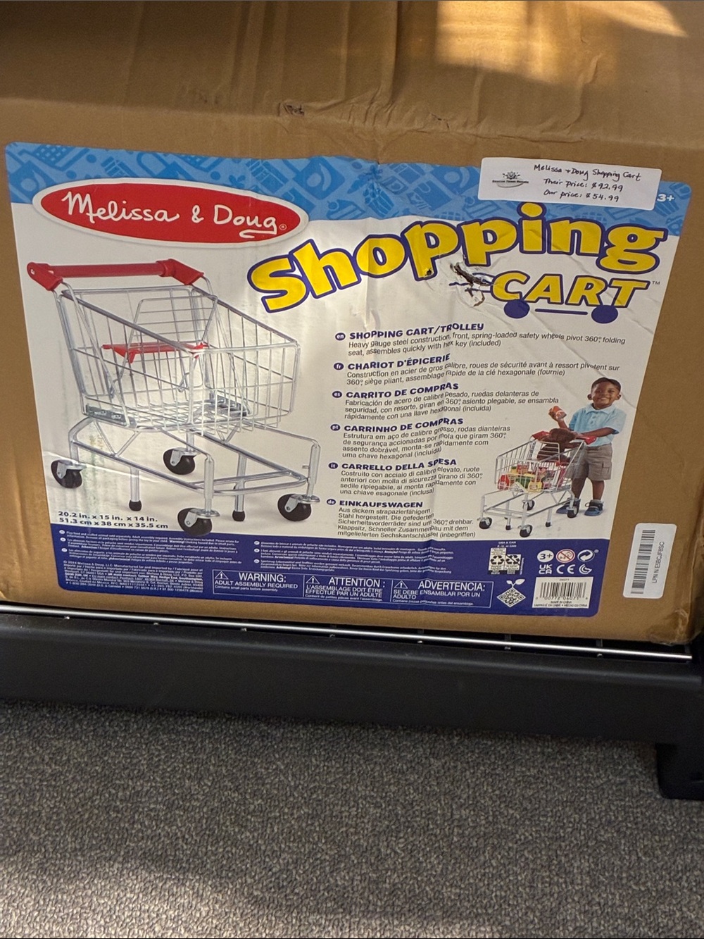 Melissa & Doug Silver Play Shopping Cart with Red Handle